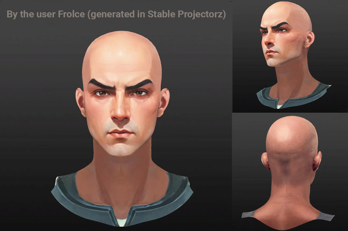 a 3d model of a guy, textured in Stable Projectorz (AI software)