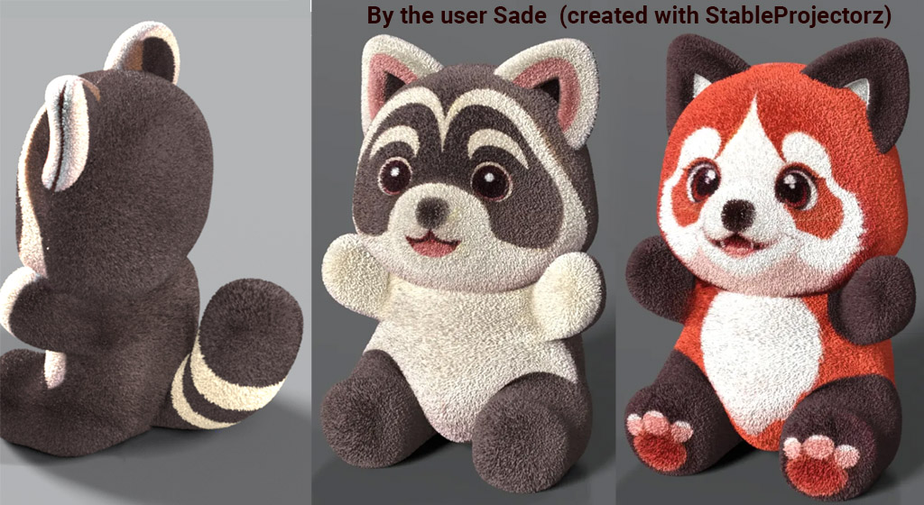 Cute Panda Teddy-Bear plushy 3d toy textured with stableprojectorz AI tool